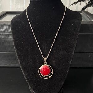 Sterling silver red stone pendant